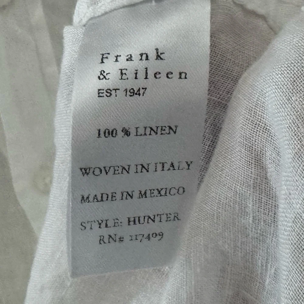 Frank and Eileen Hunter Linen Shirt Dress Med White Long Sleeve Casual Coastal - Picture 11 of 13